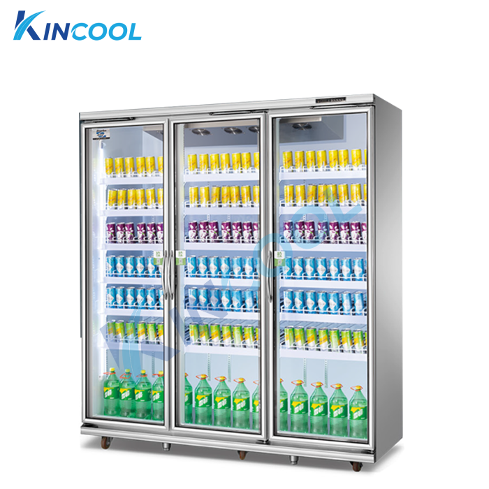 tủ mát siêu thị 3 cánh kính máy nén rời có bánh xe