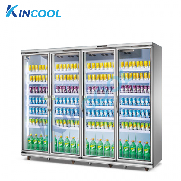 tủ mát siêu thị 4 cánh kính máy nén rời có bánh xe