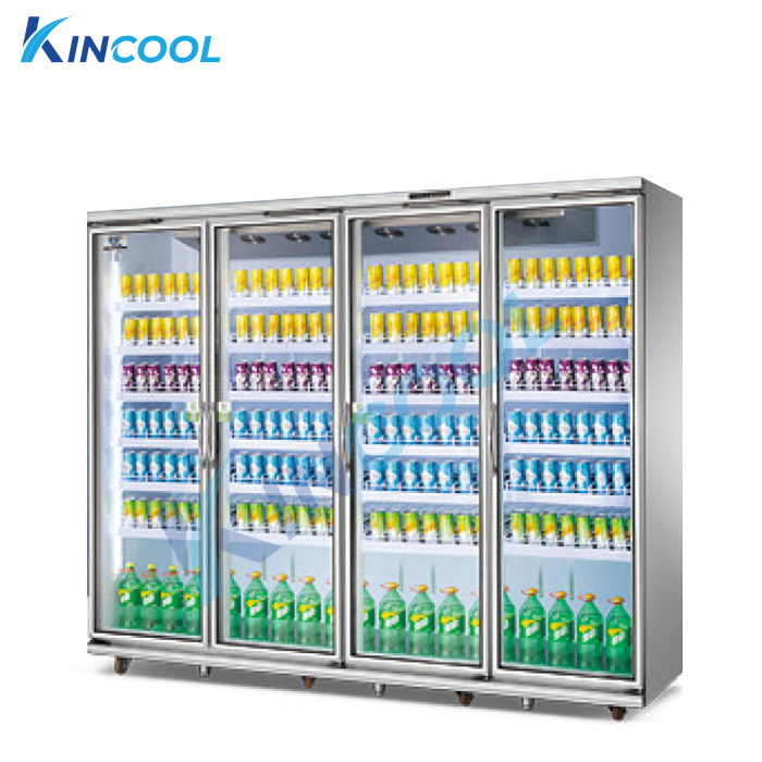 tủ mát siêu thị 4 cánh kính máy nén rời có bánh xe